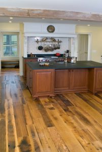 Antique Oak Distressed Flooring with Rough Sawn Antique Beam