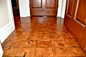 Antique Oak End Grain Block in foyer