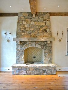 Cochrans Hand Hewn Mantel Fireplace Mantel with Beams