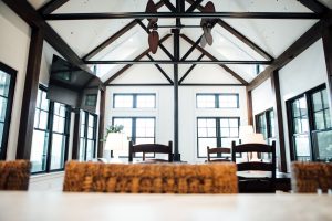 Image of Vaulted ceiling with beams and cool ceiling fans 3